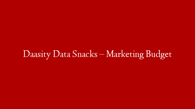 Daasity Data Snacks – Marketing Budget